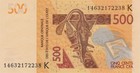 West African States  senegal  500 Francs  2012 2014  - Mask hippos p719kc Unc