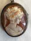 Vintage 800 Silver Oval Cameo Pendant Brooch Pin Back Brown Cream Beauty