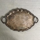 Vintage Antique English Silver Plated Gallery Oval Ornate Serving Tray 23 l