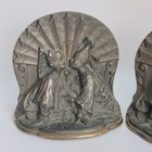 Vintage Art Deco Bronze Asian Siam Couple Kissing Bookends Romantic