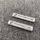 Porsche Emblem Black Plate Badge Sticker Car Decoration W tape New 2x Pcs