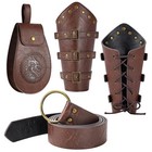 Medieval Renaissance Accessories Set - Faux Leather Bracers   Stylish Belt