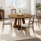 47-inch Round Large Dining Table Farmhouse Wooden Kitchen Table For 4 People