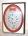 Vintage Budweiser Bowtie Logo Fluorescent Lighted Working Clock W pendulum