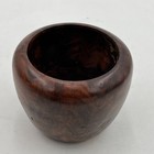 Walnut Wood Bowl Hand Turned Lathe Hand Carved Signed Artisan 3 75    Cottagecore