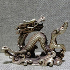 Antique Chinese Collection Old Bronze Copper Dragon Statue Fengshui Decoration