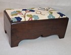 Antique Crewel Embroidery Mahogany Wooden Small Footstool 11 