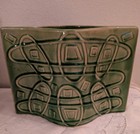 Vintage Mcm Green Ceramic Atomic Vase Pottery Mid Century Modern Abstract Rare