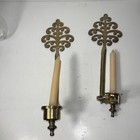 Vintage Brass Ornate Candle Holder Sconces Pair Scroll Tree Of Life Design 18   