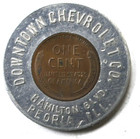 Encased 1c 1948 Wheat Penny Downtown Chevrolet Hamilton Blvd Peoria Ill 35mm