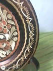 Vintage 1960s Turkish Ornately Etched 7 Inch Copper Wall Hanging   Display Stand