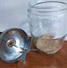 Vintage Glass Manual Food Chopper Red Wood Handle Stainless Steel Blades