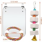 Bird Cage Mirror With Perch Rope For Cockatiels Parrot Molar Toy Pendant
