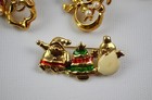 Vintage Misc Christmas Lot Of 6  Tac Pins 1 Pair Hand Painted Earrings