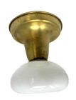 Vintage Electric Light Ceiling Fixture Brass Milk Glass Globe Lamp