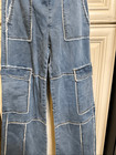 Tractr Girls French Terry Wide Leg Cargo Pants Blue Denim Light Wash Size 16