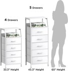 Stylish White 5-drawer Dresser   Nightstand - Sturdy Fabric Storage Tower