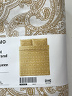 Ikea Jattevallmo Full queen Duvet Cover   2 Pillowcase Yellow   White Paisley