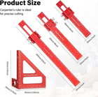 Woodworking Ruler Set Aluminum Alloy 6 8 12 Inch With Multi Angle Measuring Tool
