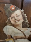 Ww2 Wwii Vintage Raleigh Cigarettes Cardboard Easel Tobacco Sign Pinup Army Girl