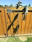 Whimsical Moving Kinetic Metal Bird W glasses Yard Stake Wind Spinner Whirly-gig