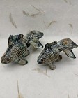 Vtg Cast Iron Mcm Toyo Japan Pair Of Goldfish Koi Fish Rustic Patina Garden Htf