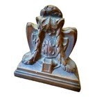 Antique Heavy Bronze Heraldic Art Deco Bookends Pair Architectural 22 Lbs