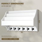 Pine Wood Wall Key Holder 3-tier Mail Slots Entryway Storage White