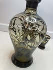 Vintage  Set Italy Clear Glass Silver Overlay Liquor Decanter 3 Shot Glasses