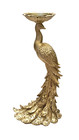 Gold Peacock Bird Figure Detailed Feathers 15  Pillar Candle Holder Stand