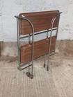 Dinett Serving Cart Tea Cart Table Side Table Walnut Bar Chrome 70s 18