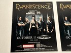Evanescence 2011 Us Tour Lot Of 2 Promo Postcards Hollywood Palladium California