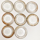 Set Of 8 Vintage Glass Coasters Leonard Silver Rim Plated Crystal Italy 4   