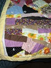 Crazy Quilt Baby Crib Blanket Kids Yellow Cotton Back Vintage Style Lap Throw