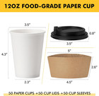 12 Oz 500 Pack Disposable Paper Coffee Cups With Lids And Sleeves  To Go Cups Id