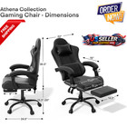 Elecwish Ergonomic Gaming Chair With Footrest Lumbar Support Recliner Office