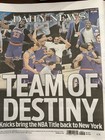 New York Daily News Newspaper  Knicks World Champs   Team Of Destiny     6 14 26