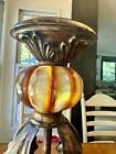 Vintage Ornate Heavy Brass Cat Eye Art Nouveau Pair Of Candle Holders 