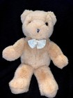 Russ Berrie  259 11    Tan Plush Stuffed Animal Teddy Bear Cream White Ribbon Bow