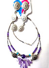 Purple Necklace Native Stone And Silver Necklace And Earring Set