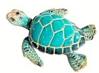 Sea Turtle Figurine 3 25  Long Textured Polystone Aqua Color Home Decor Gift