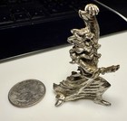 Vintage Pewter Wizard Figurine With Crystal Ball