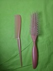 Nylon Bristle Ladies Hair Brush   Tease Comb Pale Pink Vintage Easy Hold Thumb