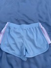 Adidas Girls Mesh Striped Athletic Shorts Blue Pink White Size 7 Elastic Waist