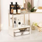 2-tier 2-drawer Bathroom Countertop Organizer  Multi-purpose Makeup Clear