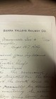 1896 Sierra Valleys Railway Co  Handwritten Letter