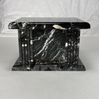 Black   White Marble Cremation Urn With Prominent Corner Detail Polished Finish