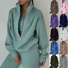2pcs Ladies Hoodies Casual Tracksuit Sweatshirt Pullover Pants Fleece Loungewear