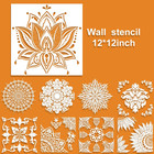 9 Pack  12x12 Inch  Large Reusable Stencil Mandala Stencil Laser Cut Painting Te