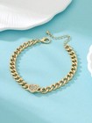 Metallic Beach Style Thick Chain Anklet With Rhinestone Heart Pendant For Women
